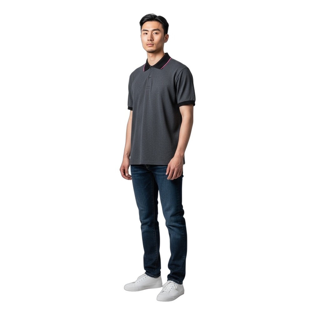 Express Men's Grey & Black Polo Shirt XL | Short Sleeve Cotton Knit